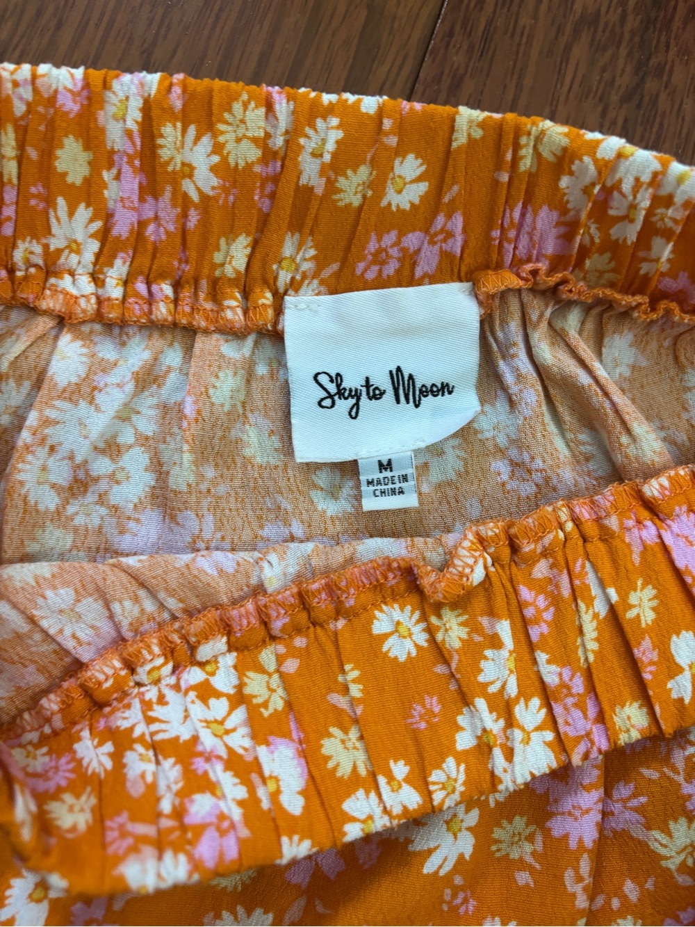 Sky to Moon Orange Floral Tiered Mini Skirt and Tube Top Set - Picture 3 of 4
